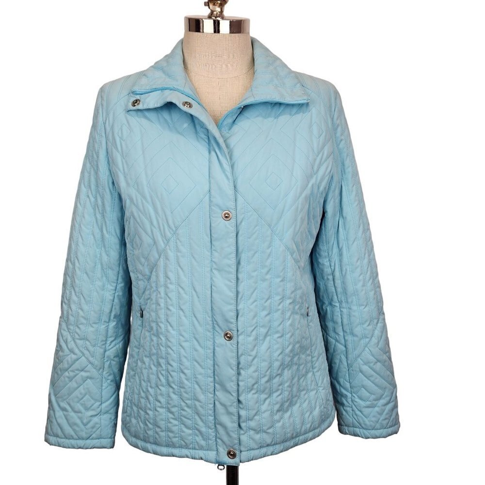 Escada Sport Quilted Jacket Womens US 8 Light Blue Insulated Hip Length DE 40